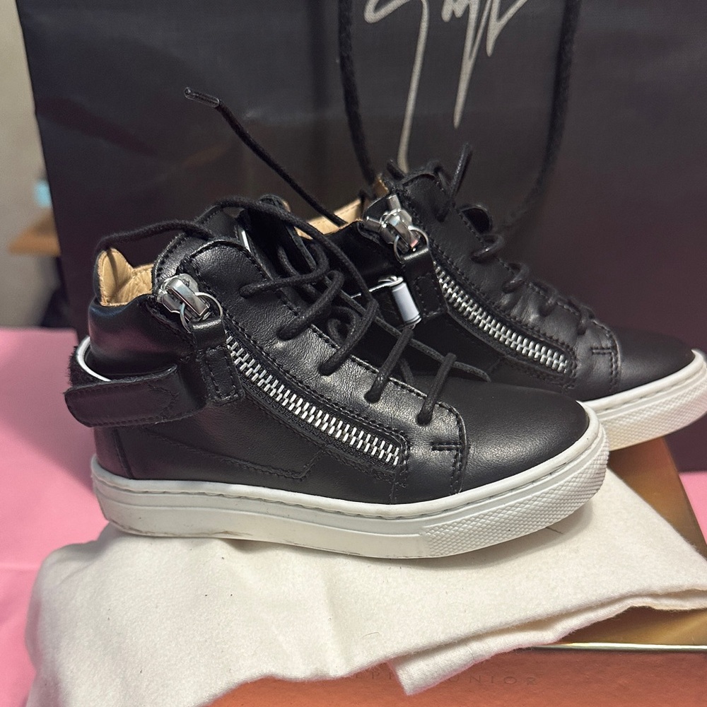 Giuseppe Zanotti Black Kids Sneakers with Zipper